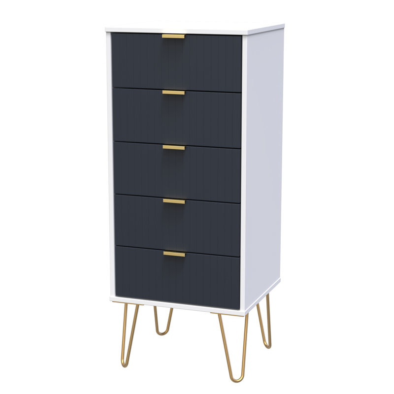 Beranda 45cm W Manufactured Wood Bedside Table, Indigo Matt/White
