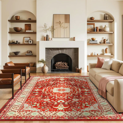Tapis de salon à motif floral oriental Fillender