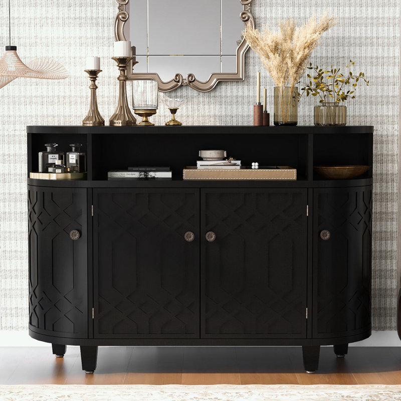 Armoire avec quatre portes et tablettes réglables, Noir