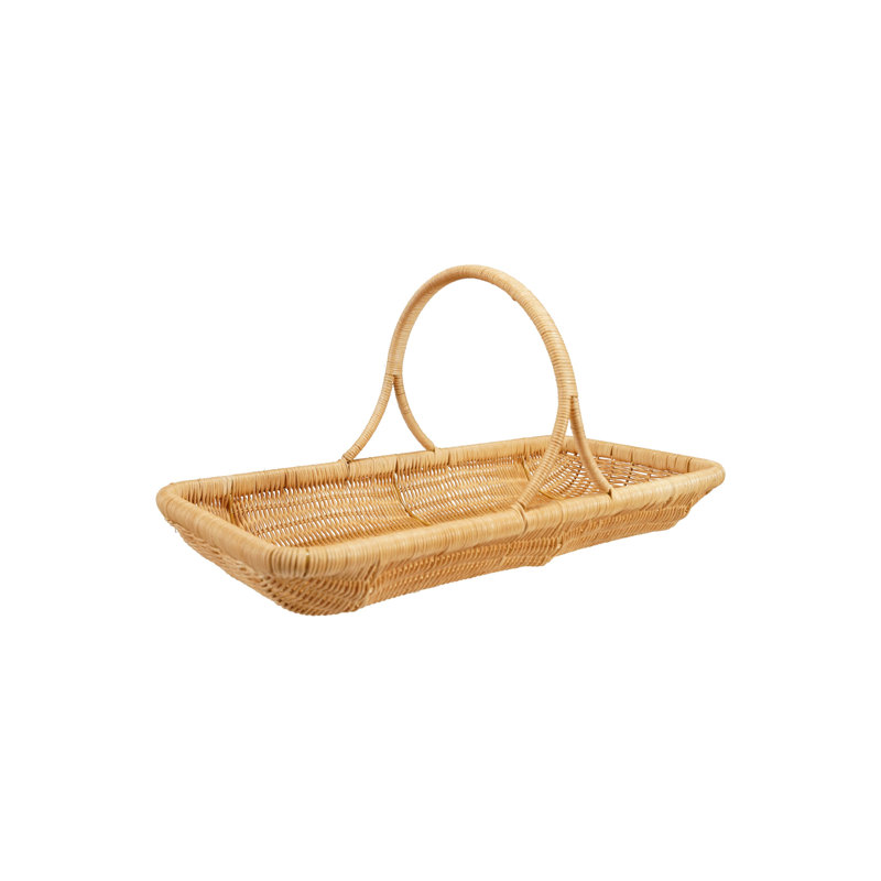 Hand-Woven Rattan Basket With Handle