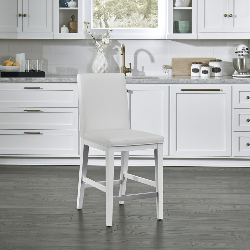 Upholstered Counter Stool, White