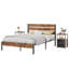 Ensemble de chambre à coucher de style campagnard industriel 3 pièces, lit plateforme en bois et 2 tables de chevet, cadre de lit double avec tête et pied de lit, table de chevet avec tiroirs et tablette ouverte, aucun sommier nécessaire-478578883-477613438