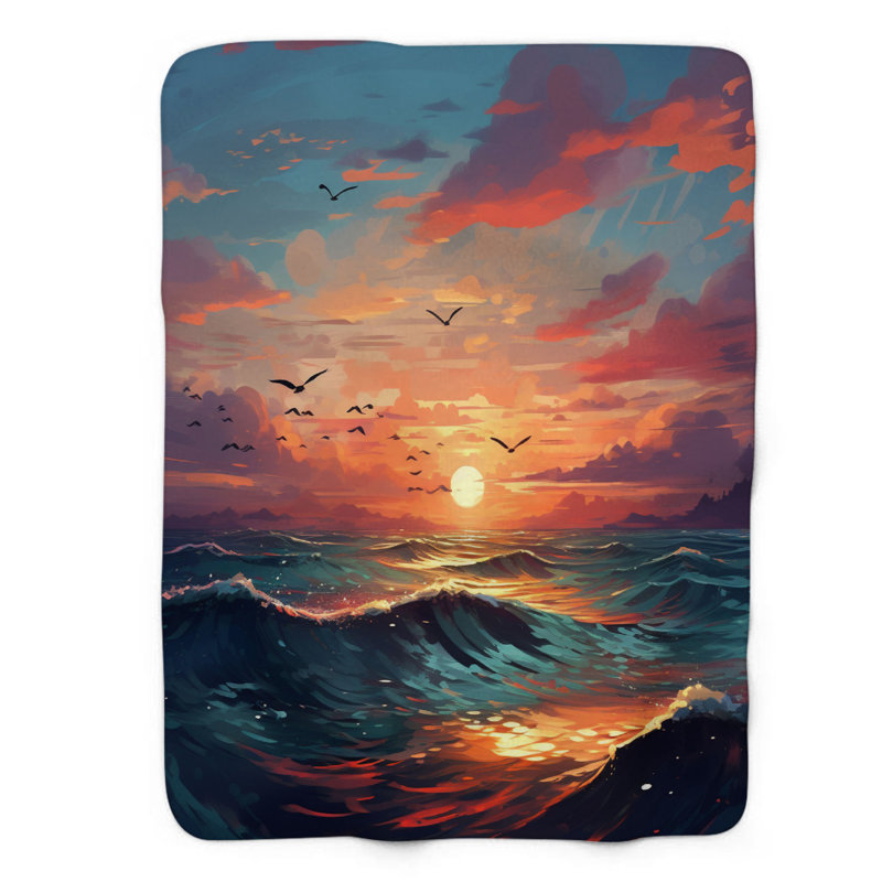 Sunset Surf - 1 pièce Sherpa Premium, Grand lit