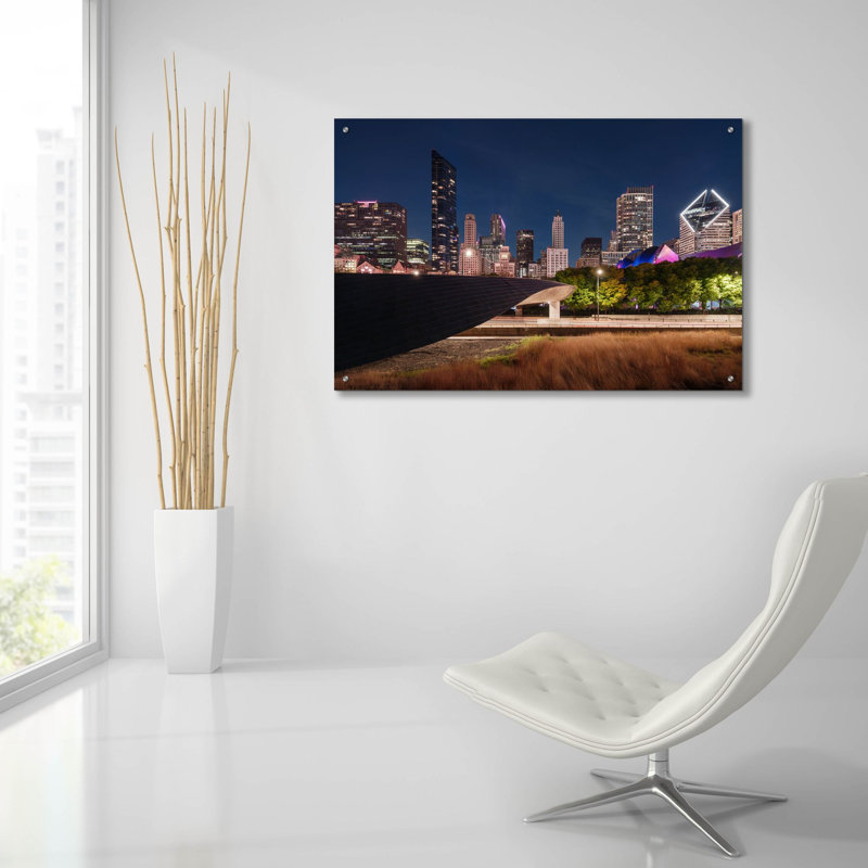 Art mural en verre acrylique Epic Art «Chicago Millennium Bridge 2» par Epic Portfolio, 36 po x 24 po, H 24 po x l 36 po