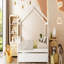 Lit double en bois avec lit gigogne simple, blanc-918694697-918694696