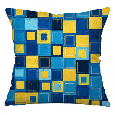 Coussin décoratif en formes géométriques, sergé de coton abstrait
