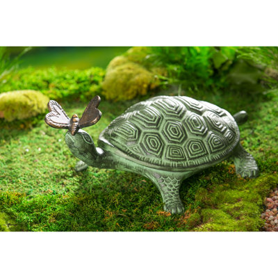 Efrain Metal Turtle with Butterfly Garden Statue