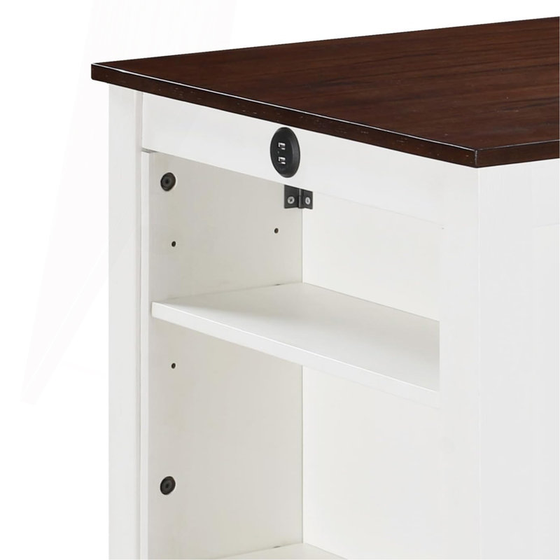 Petite table de salle à manger à hauteur de comptoir de 36 po avec ports USB et tablettes Graham, Brun, Blanc
