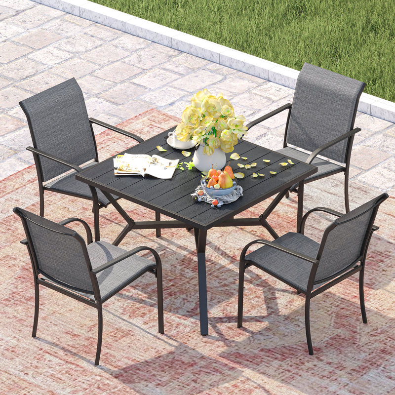 Ensemble repas d'extérieur carré L 36,8 po Beitris, Gris