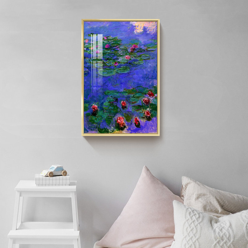 "Nymphéas" par Claude Monet - Peinture sur toile, H 16 po x l 12 po x P 1,3 po, Or