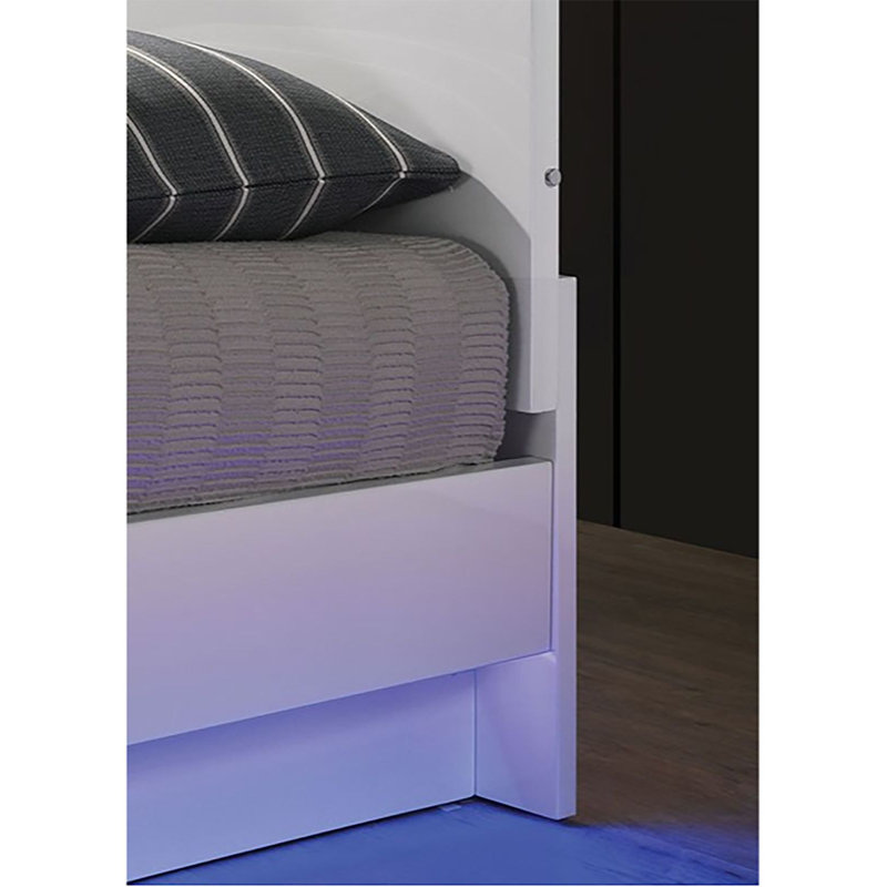 Torren Platform Bed, California King, White/Chrome