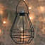 7" Black Hexagonal Solar Powered LED Decorative Outdoor Metal Patio Lantern