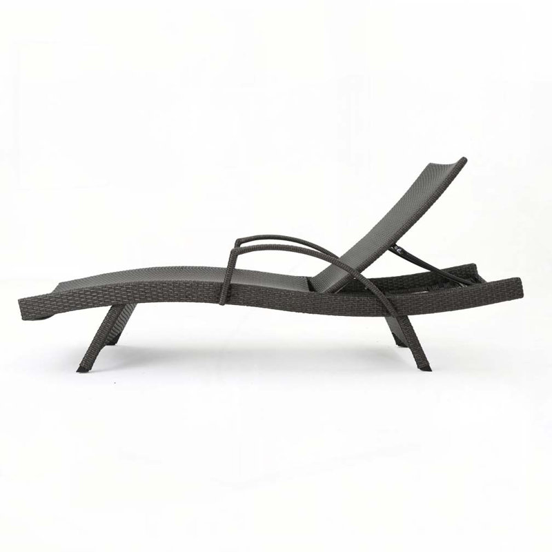 Billur Outdoor Wicker Chaise Lounge, Gray, 1