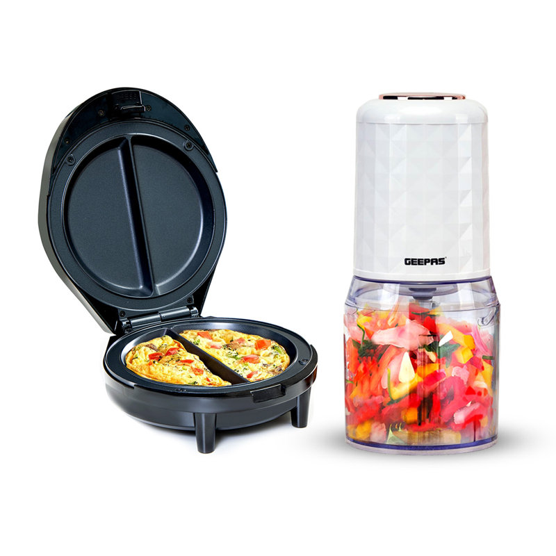 Geepas 1000W Omelette Maker & 400W Mini Food Processor Combo