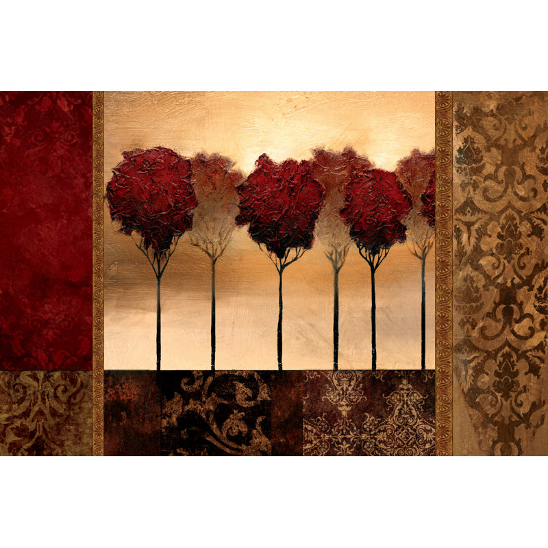 Transitional Red Trees - Wrapped Canvas Painting, 51cm H x 76cm W x 3.8cm D