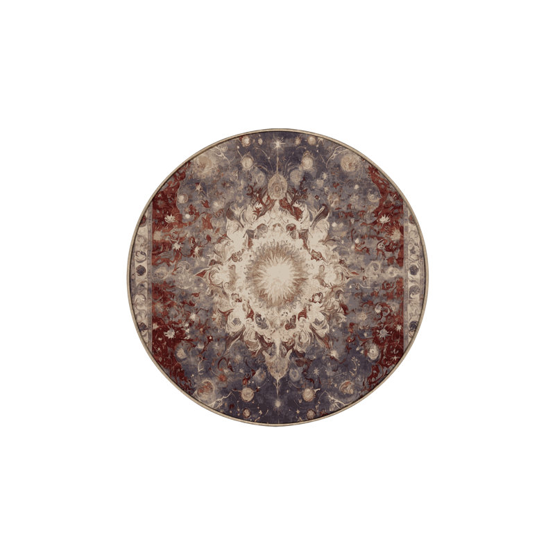 Tapis brun soyeux et moelleux, Rond 6 pi