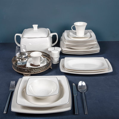 Porcelain China Dinnerware Set 85 Piece - Service for 12
