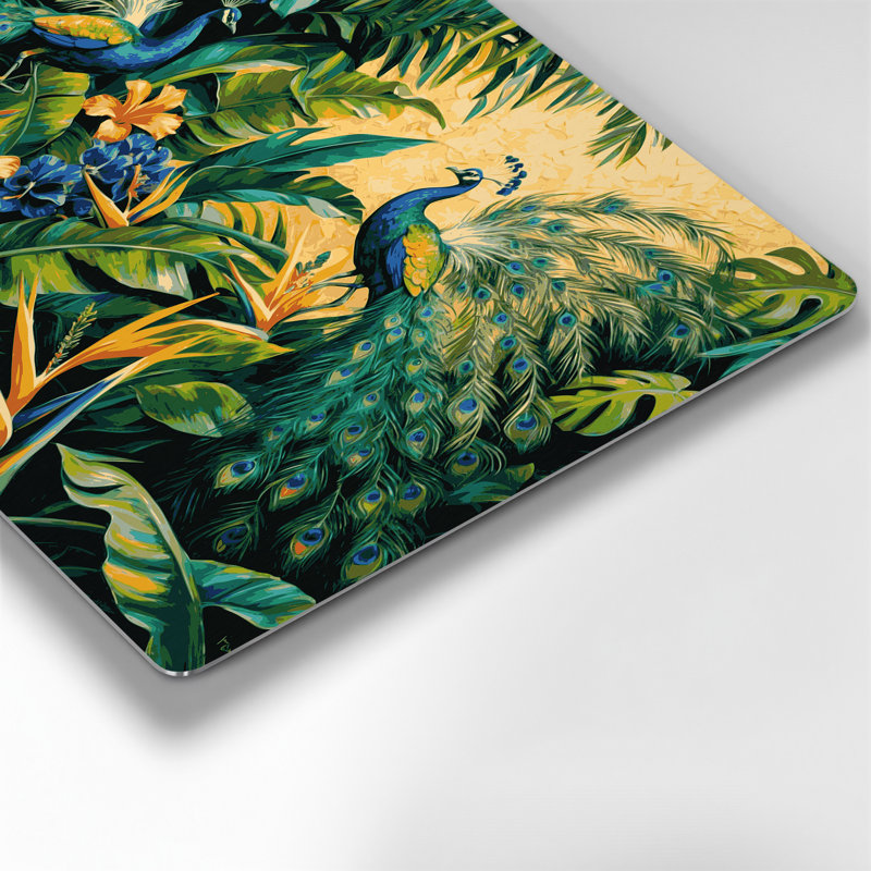 «Hawaiian Paradise Birds», art mural en métal bleu, H 16 po x l 20 po