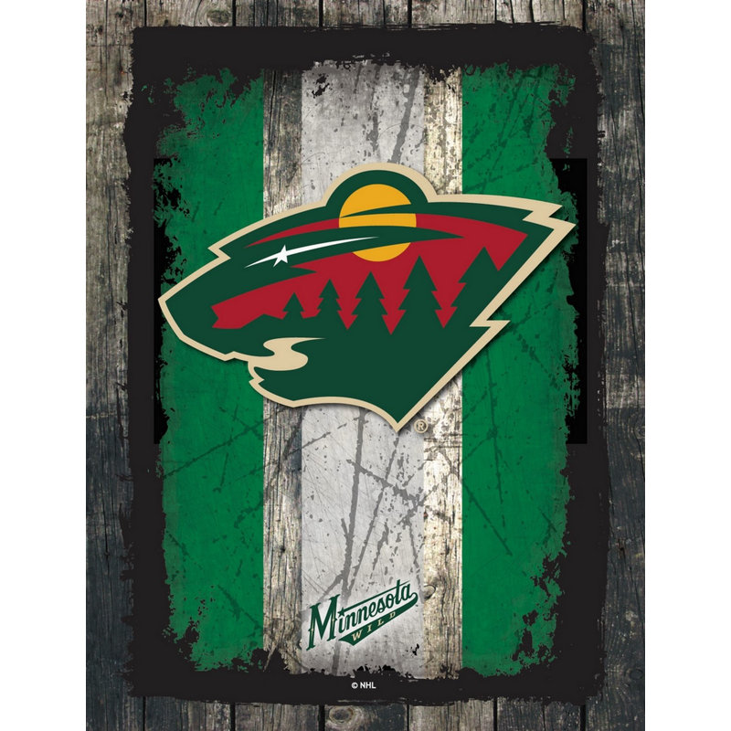NHL Team Logo, reproduction sur toile tendue, Minnesota Wild, H 32 po x l 24 po x p 1 po