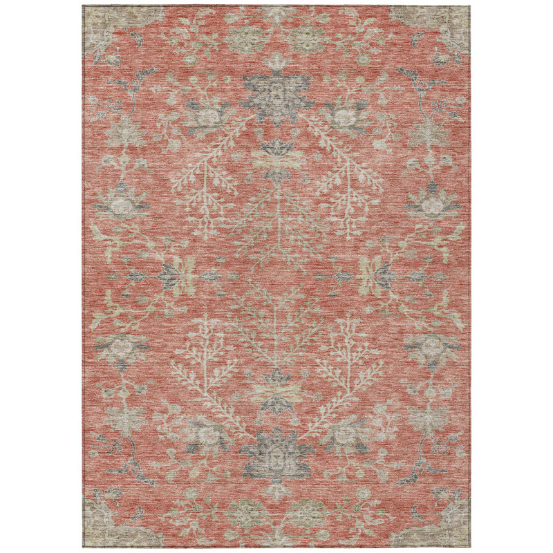 Doris Orange Washable Indoor-Outdoor Rug - , 2'6" x 3'10"