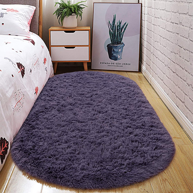 Tapis ovale gris / mauve 2 pi 6 po x 5 pi 3 po Sechrist
