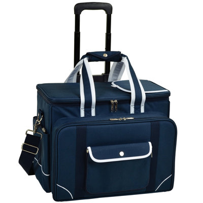 Picnic At Ascot Soft Sided Rolling Cooler With Four Person Picnic Set