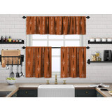 Boho Design Kitchen Valance (50X14) And 2 Tiers Cafe Curtains