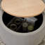 Repose-pieds de rangement rond en forme de table de bout et de repose-pieds 2 en 1-800471264