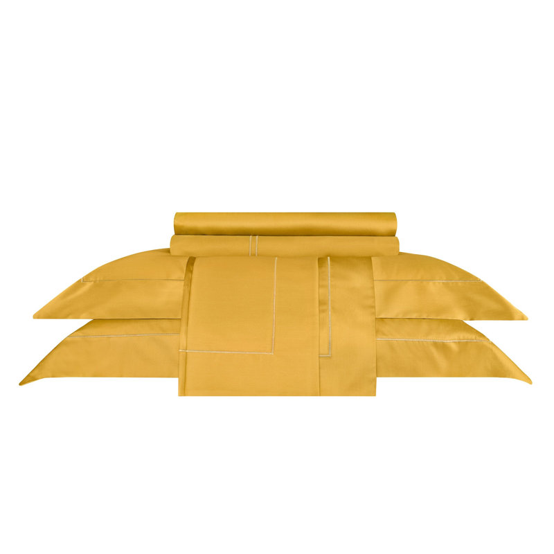 Rhapsody Sateen Fitted Sheet, Mustard, Queen