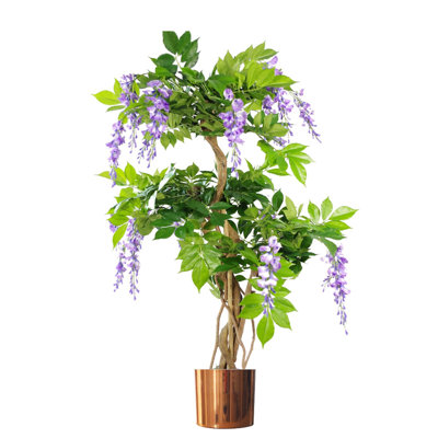 110cm Faux Flowering Tree in Metal Planter
