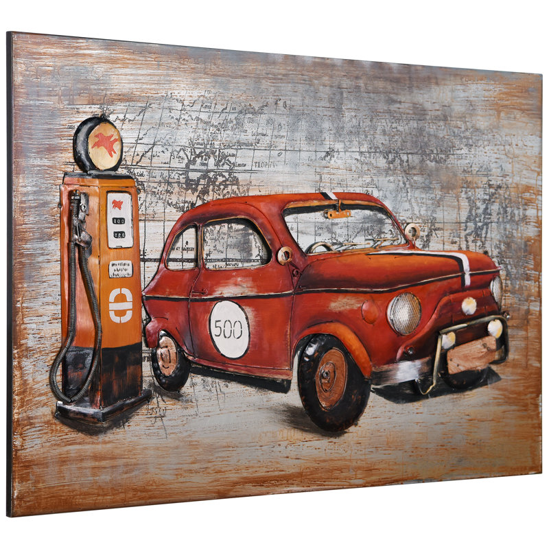 Voiture rouge - impression sans cadre sur métal