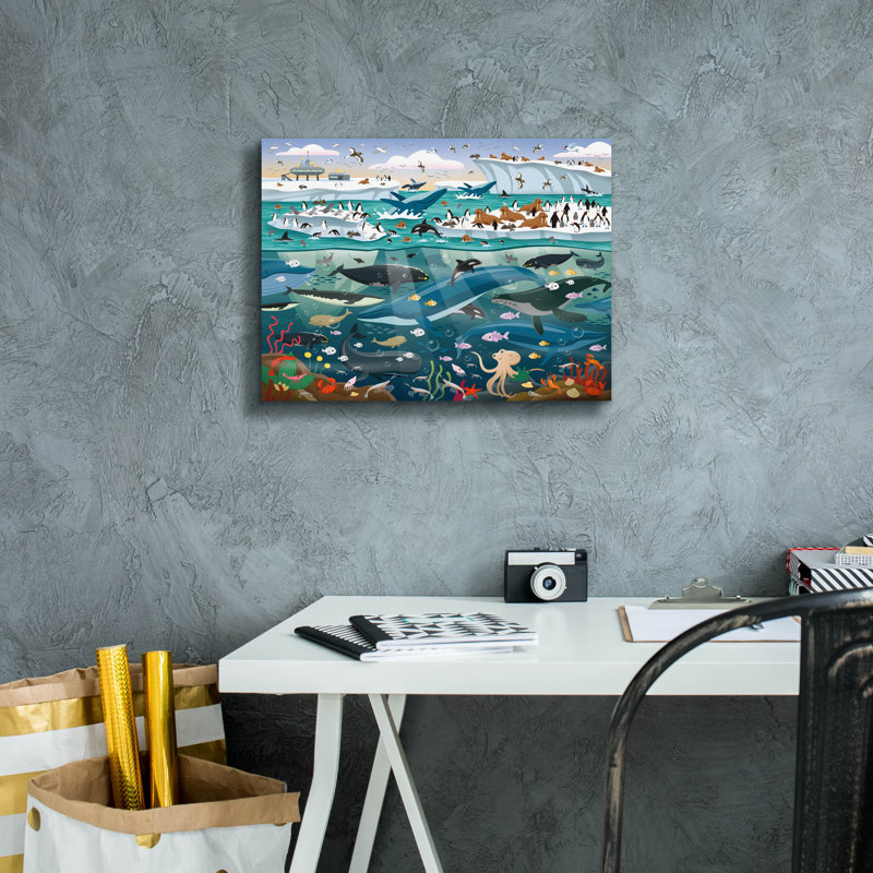  «Antarctique Sealife» par DoodleScapes, art mural sur toile, 16 po x 12 po, H 12 po x l 16 po