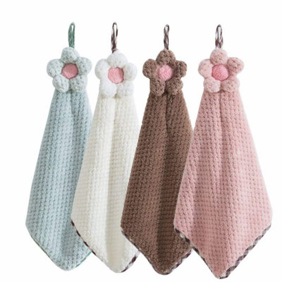 QuickDry Microfiber Hand Towels - 4 Pack, Ultra Absorbent, Hanging Loop, Fast Drying, Multi-Color for Kitchen and Bathroom