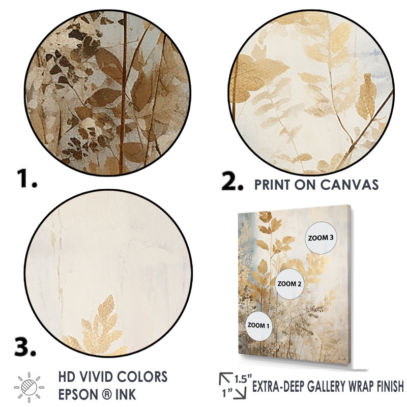 «Beige Herbs Minimal Harmony II», reproduction d'art sur toile, Toile tendue, H 32 po x l 24 po x P 1 po