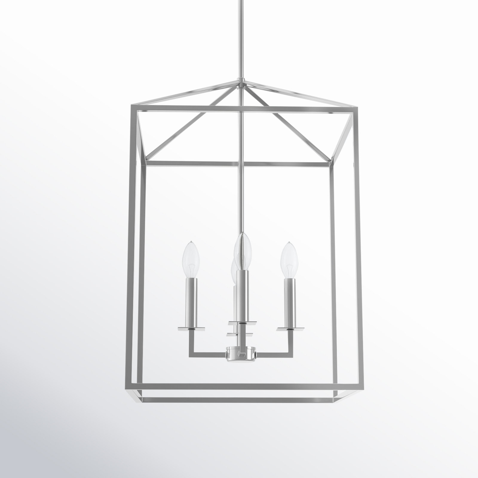 Ellis 4 - Light Dimmable Lantern Chandelier, 18.5" H x 12.25" W x 12.25" D, Chrome, No