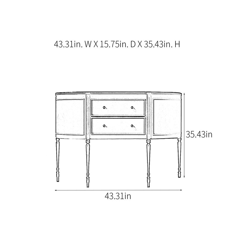 Console Retro, H 35,43 po x l 43,31 po x P 11,81 po