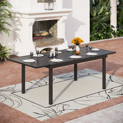 Argyri Extendable Rectangular Steel Outdoor Dining Table