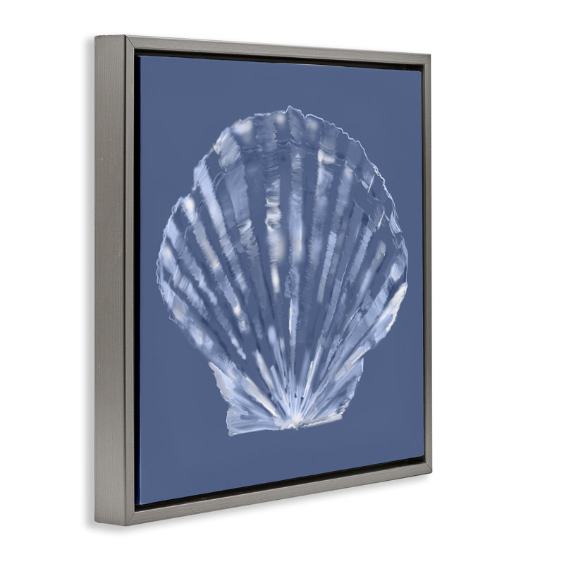 «Blue Nova Seashell», art mural encadré flottant par Julie Derice, Gris, H 18 po x l 18 po