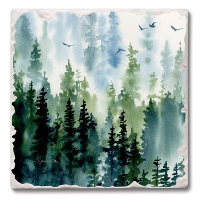 Tree Line 4-Pack Tumbled Tile Coasters