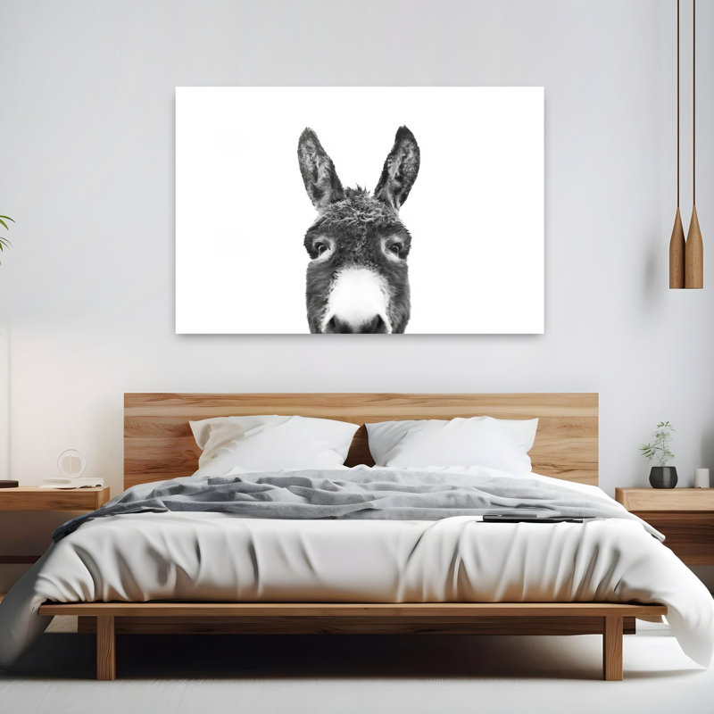«Peeking Donkey», art mural abstrait contemporain, 40" H x 60" W