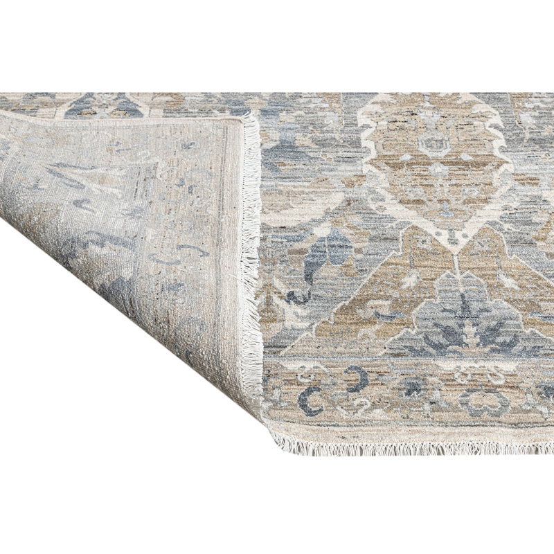 Hand Knotted Wool Oriental Area Rug in Gray/Tan/Sand, Rectangle 12' x 15'