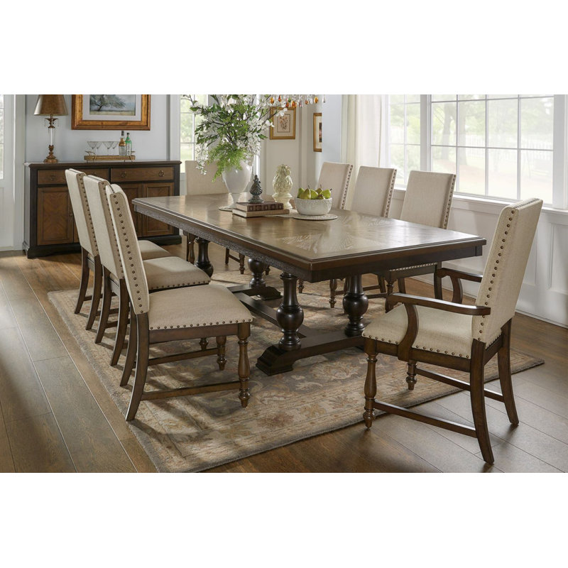 Four Leg Dining Set, 7 Pieces: Table, 6 Chairs
