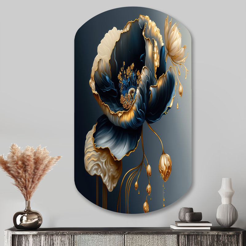 Queenborough - Art mural asymétrique en métal en forme de cylindre floral, H 43 po x l 23 po