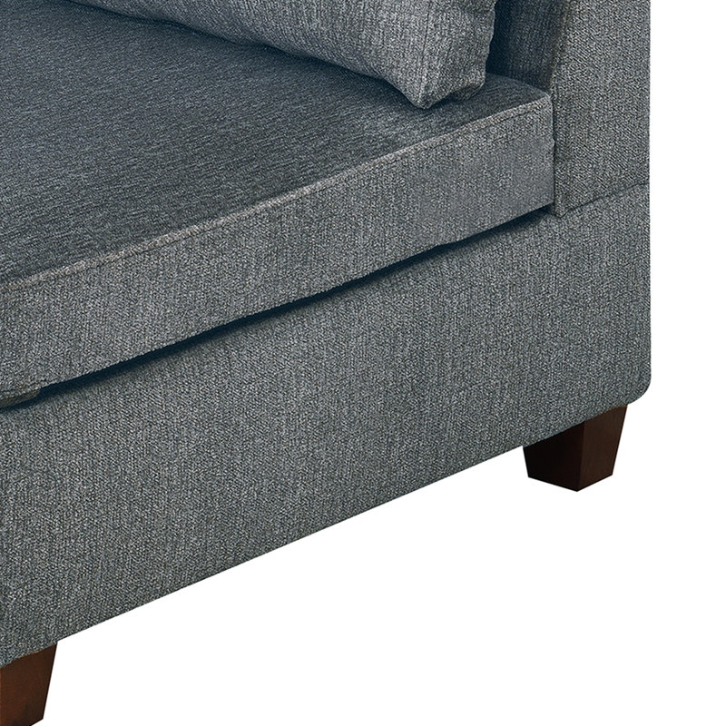 Modulaire - 3 pièces, gris: Chaises en tissu de chenille à la mode et cadre charmant en bois