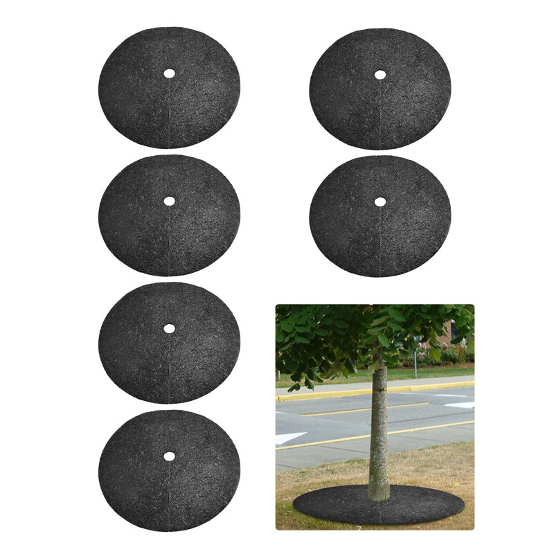Paquet de 6, anneau de paillis d'arbre, tapis de paillis en caoutchouc réutilisable, tapis de barrière rond robuste pour la protection des racines des mauvaises herbes