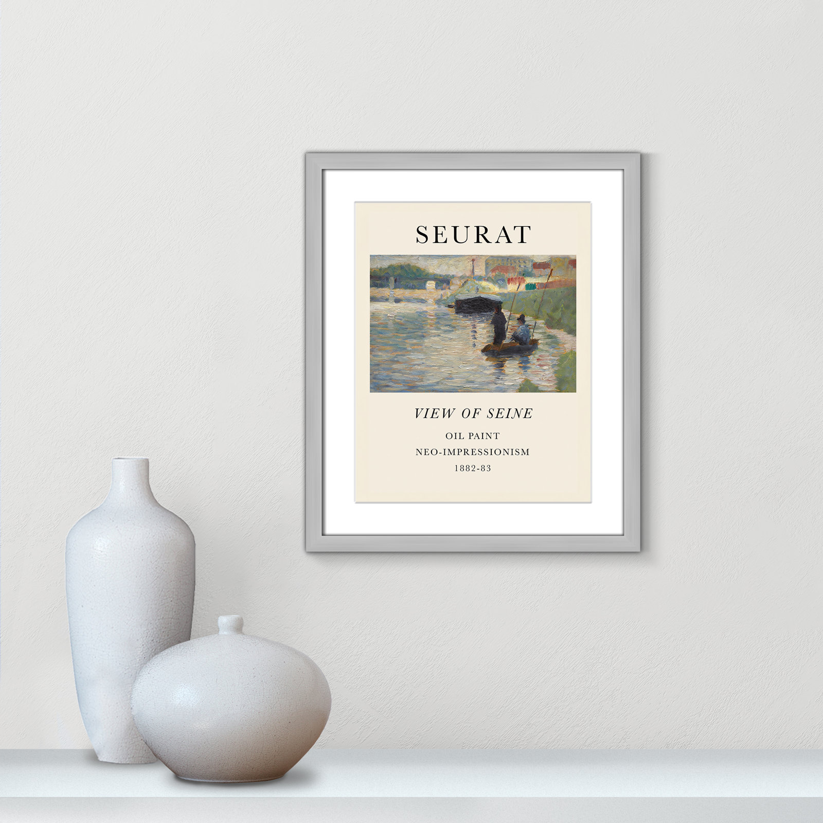 View Of Seine by Georges Seurat, Yes, 19" H x 16" W x 1.25" D, Silver Single Picture Frame