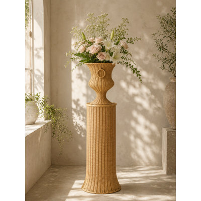 Round Wicker Urn and Pedestal
