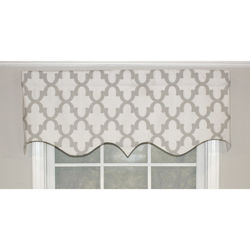 Cantonnière festonnée en mélange de coton Kavir, Gris