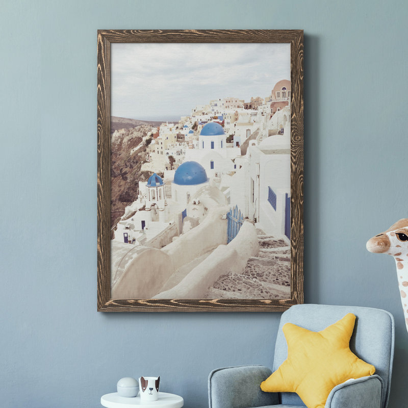 Santorini - photographie sur toile encadrée, H 37,5 po x l 27,5 po x P 1,5 po, Encadré de bois de noyer