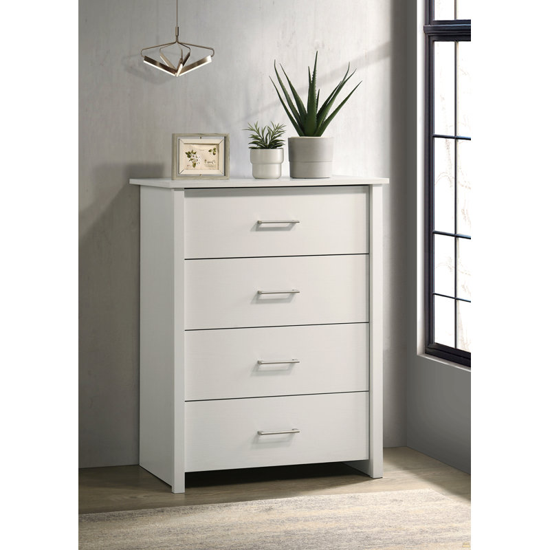 32"W 4-Drawer Chest With Handles, White